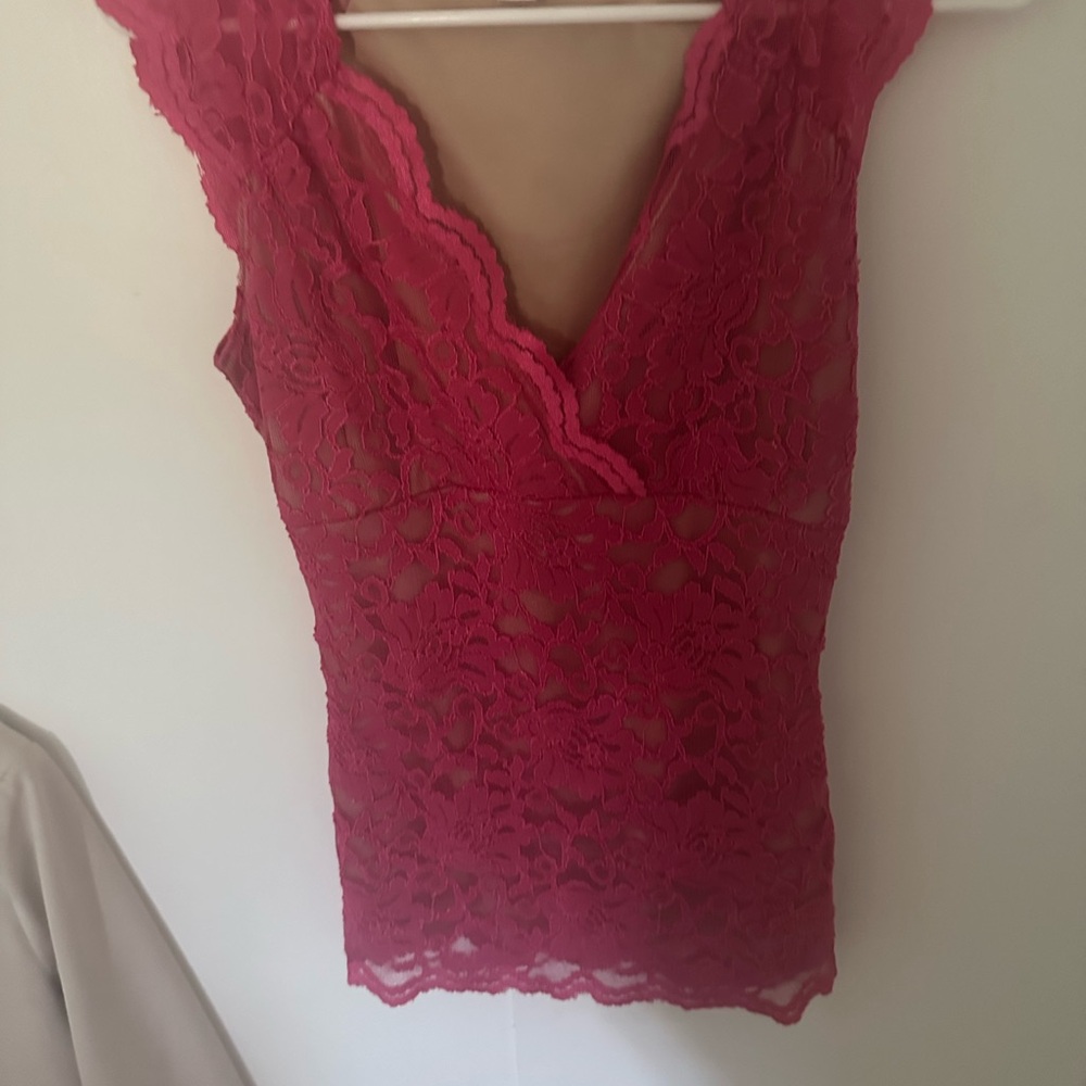 Boston Proper Fuchsia Lace Blouse